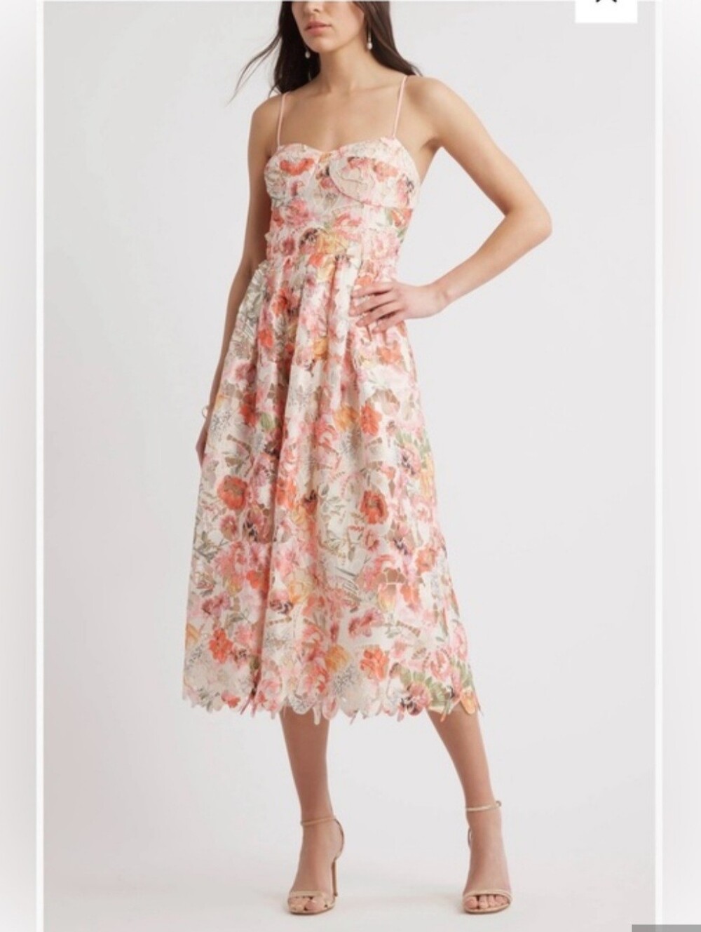 Chelsea28 Floral Lace Print Midi Dress